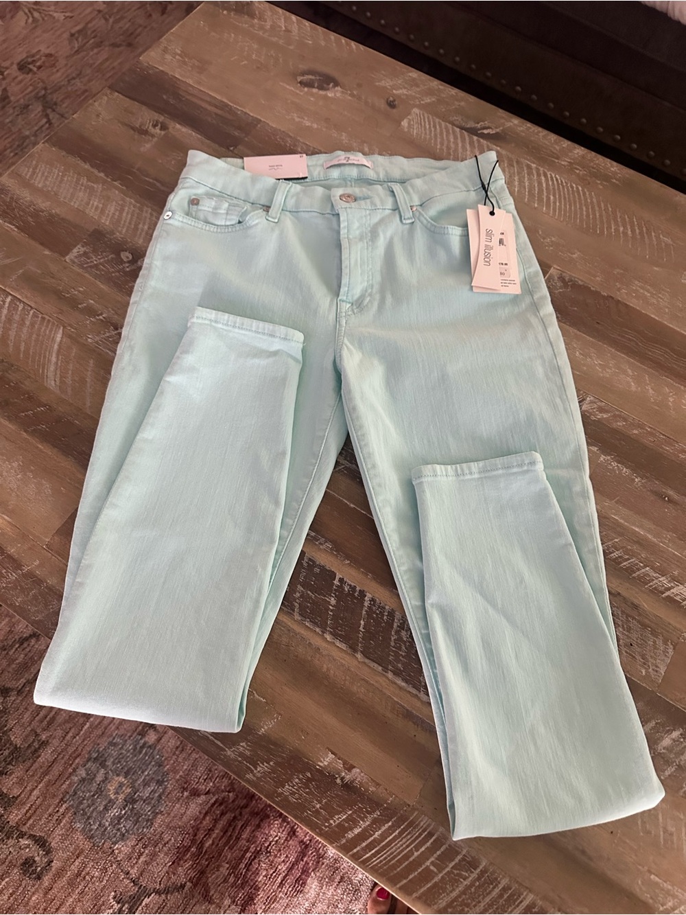 7 For All Mankind Light Mint Straight Leg Jeans
